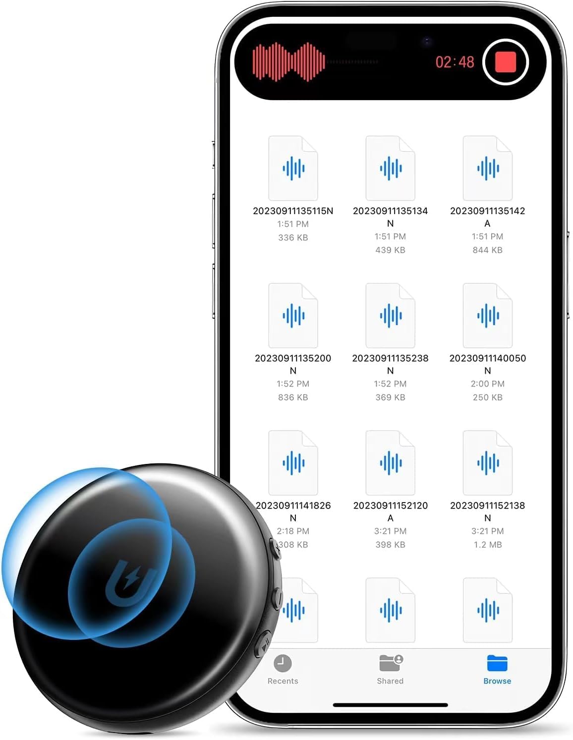 64G(800 Hours) Magnetic Voice Activated Recorder – USB-C Audio Recorder Compatible with Phone Android PC Computer to Playback, Portable Recording Device for Work, Lectures, Meetings