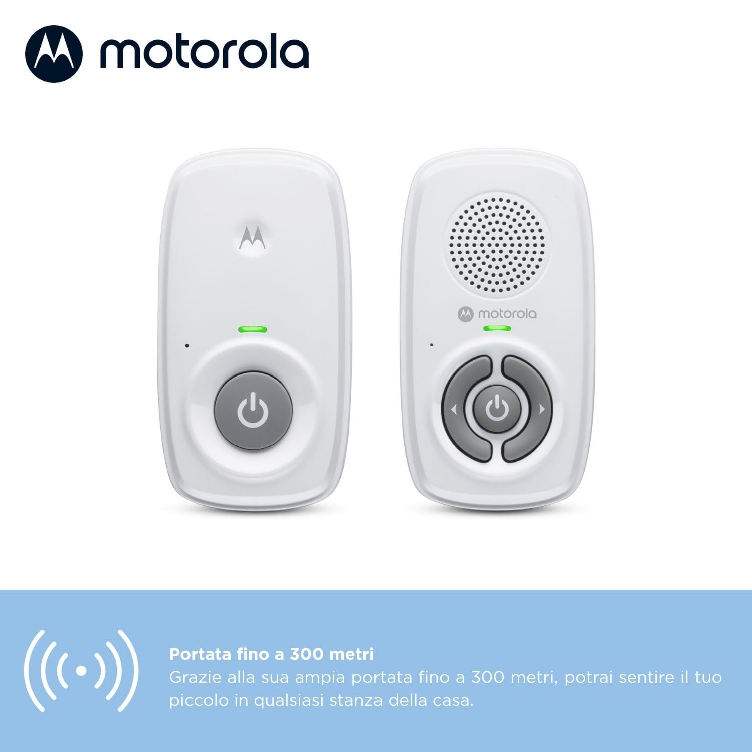 Motorola AM21 Audio Baby Monitor DECT Digital Monitor Long Range High Sensitivity Microphone White