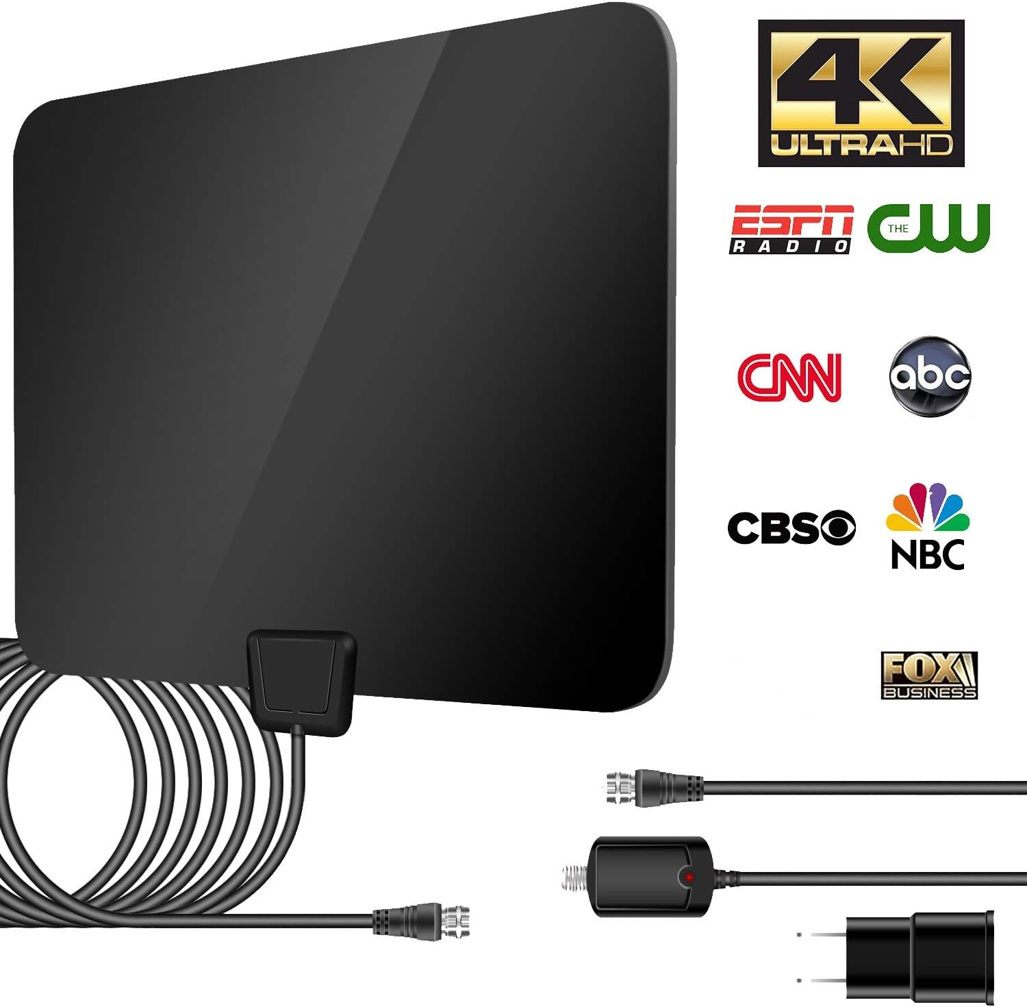IOVECT TV Antenna, 2018 VERSION HD Digital TV Antenna High-Definition, 50 Mile Range Indoor with Detachable Amplifier Signal Booster(Black)