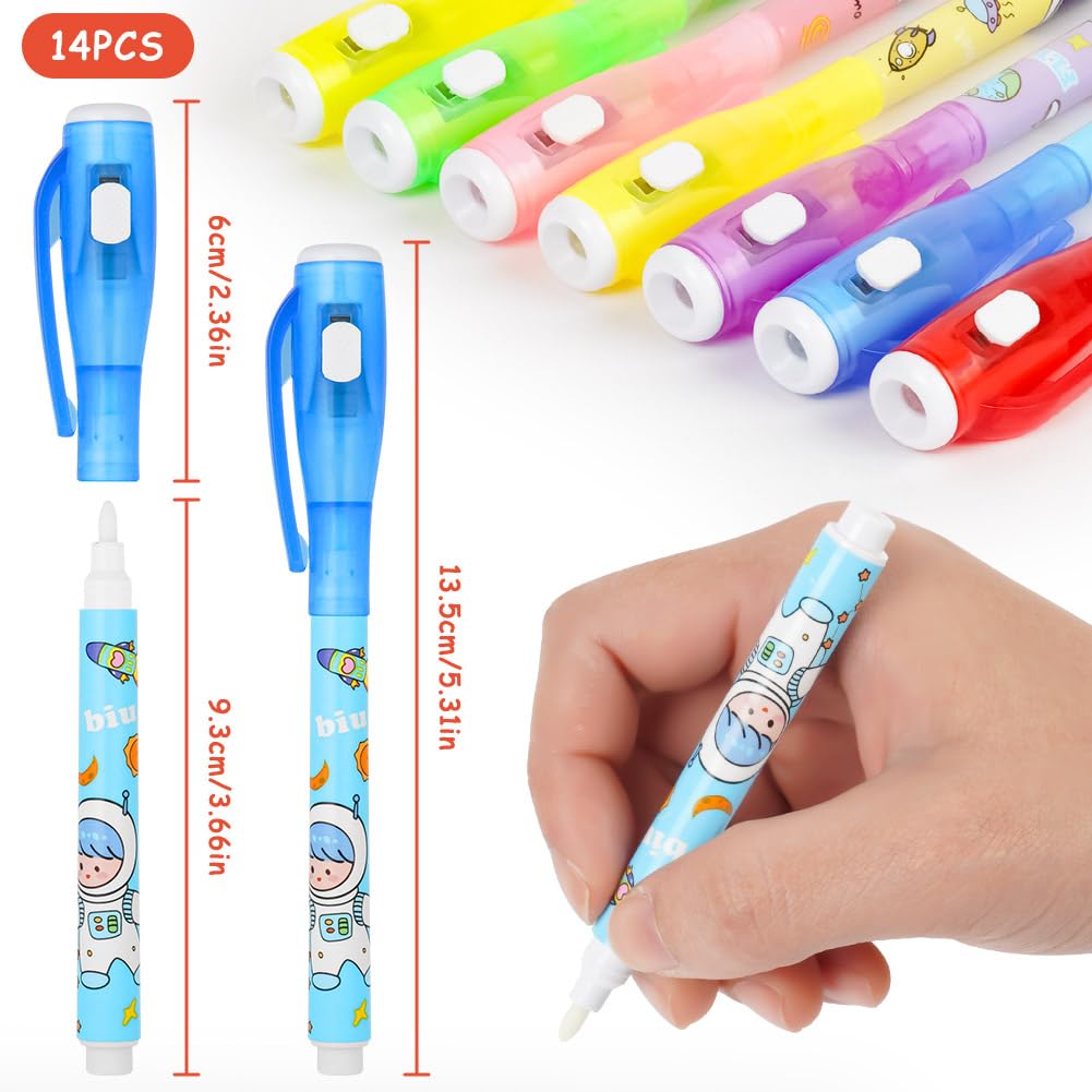 pen 14pcs Cartoon Spy with UV Light - Image 2