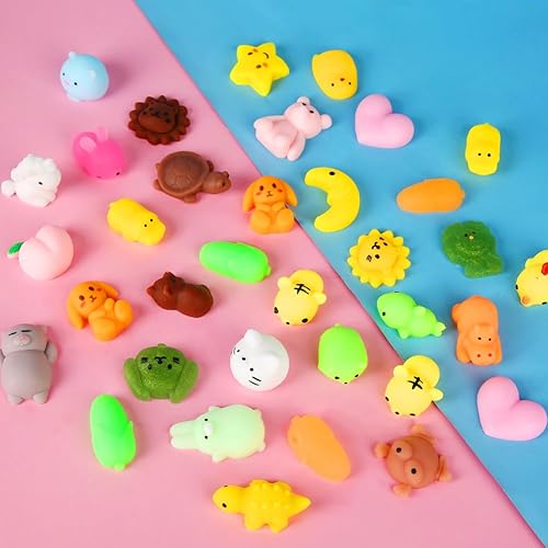 Miniatura 3 de KINGYAO Kawaii Squishies, juguetes esponjosos Mochi a granel, paquete de 130 para niños de 4 a 8 a 12 años niños niñas, juguetes fidget sensoriales