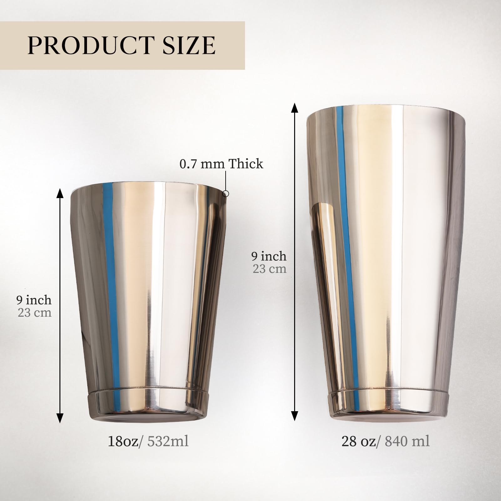 Boston Shaker – wysokiej jakości shaker do koktajli o pojemności 18 oz (532 ml) i 28 oz (828 ml) – profesjonalny zestaw shakerów Boston dla barmanów – shaker barowy ze stali nierdzewnej 304