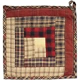 HOME HEART Brands Colonial Country Log Cabin 9"x9" Patchwork Quilted Pot Holder