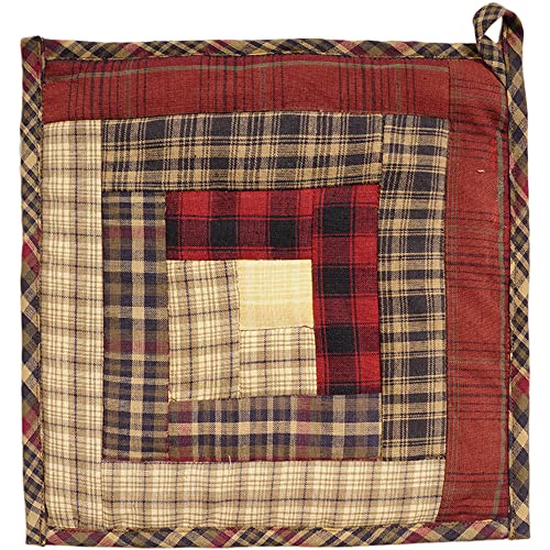 Home Heart Brands Colonial Country Log Cabin 9"X9" Patchwork Quilted Pot Holder #TOP24