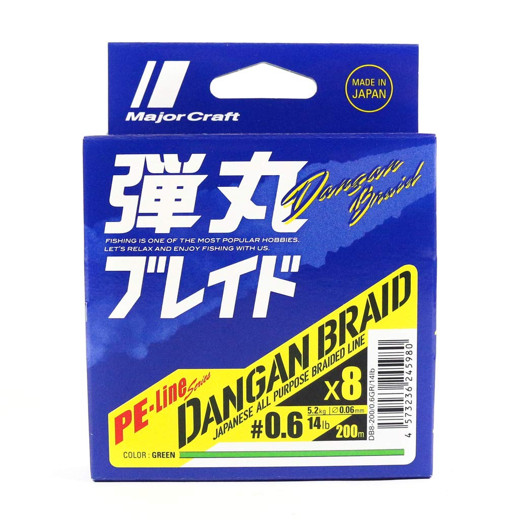 Major Craft Dangan Braid İp DB8 PE 0.6/0.06mm/14Lb/5.2kg/200 metre Green