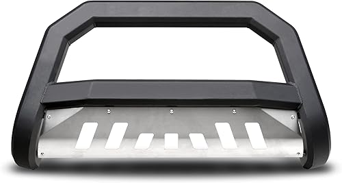 ARMORDILLO USA 7174122 AR Series Bull Bar se adapta a Nissan Frontier 2001-2004 - Negro mate con placa deslizante de aluminio
