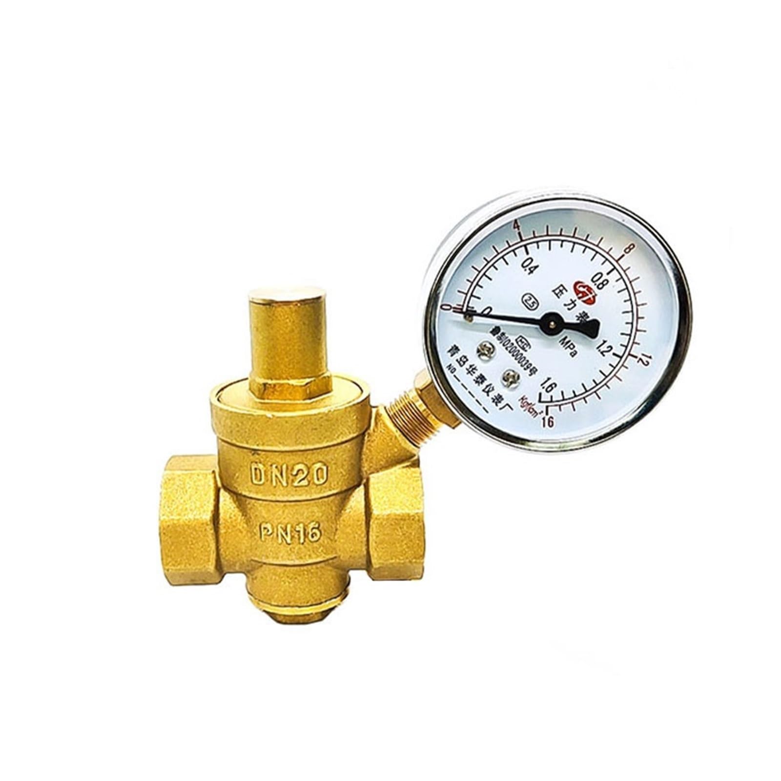 Ozliyy Women's 2 1Pcs Adjustable Water Reducing Valve Thread Brass Pressure Gauge Regulator Valves With Meter(2",Valve With Gauge)