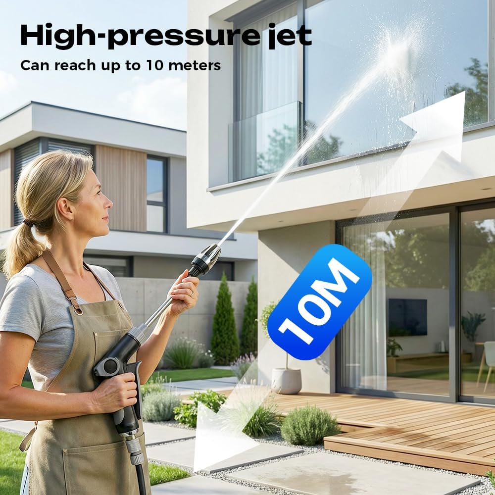 Aquoxis Pressure Washer,Pressure Washer Gun Set with All Garden Hoses,Hydro Power Water Jet Cleaner Attachment with 3 Metal Connector and Soap Dispenser,Adjustable Nozzle Clean Sprayer for Car,Outdoor — view 7