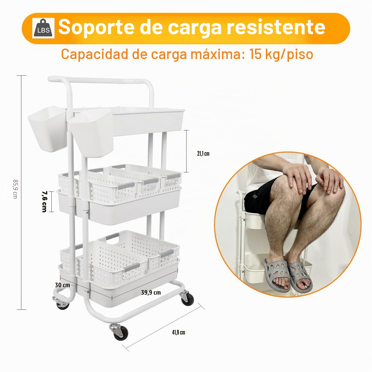 Carrito Organizador de Pañales para Bebés Multifunción, Carrito de Almacenamiento de 3 Niveles Guardería para Bebés Recién Nacidos, para Cambiador y Cuna, Fácil de Montar