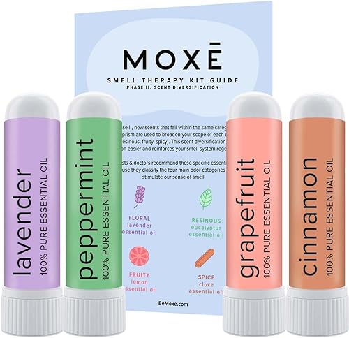 MOX Kit de entrenamiento de olor, fabricado en Estados Unidos, diversificación de aromas, 4 fragancias de aceites esenciales, regeneración olfativa,