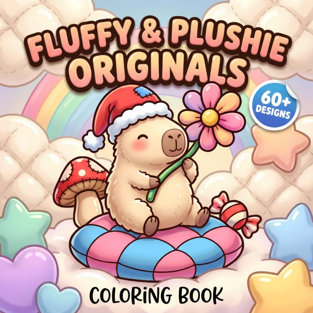 Fluffy & Plushie Originals: Cute And Cozy Coloring Book Filled With Gentle Animal Designs For Kids Ages 6-12 And Adults