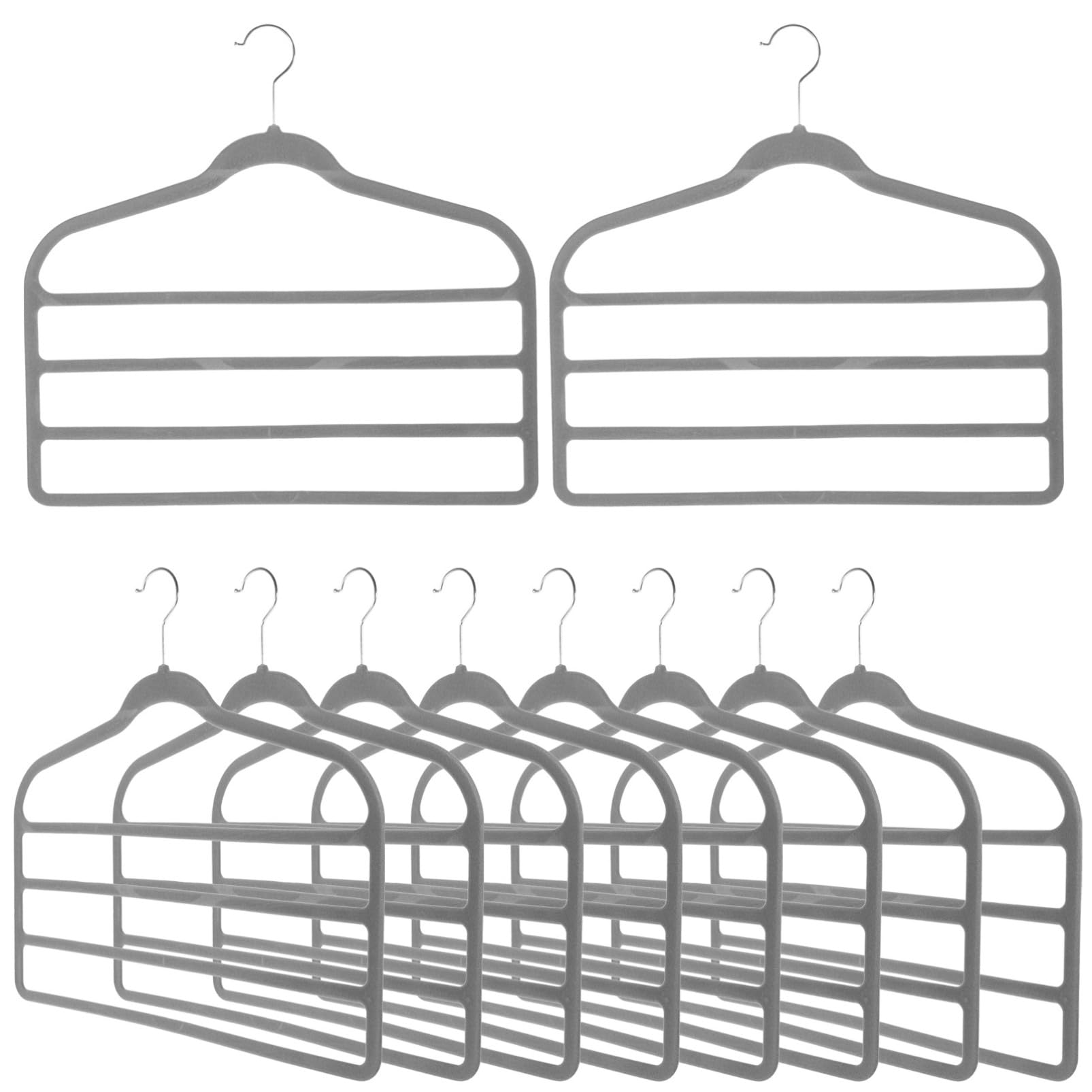 Perchas Multicapa Paquete de 10 Piezas Material de Terciopelo Antideslizante Organizador Multifunción para Ahorrar Espacio Armario para Pantalones