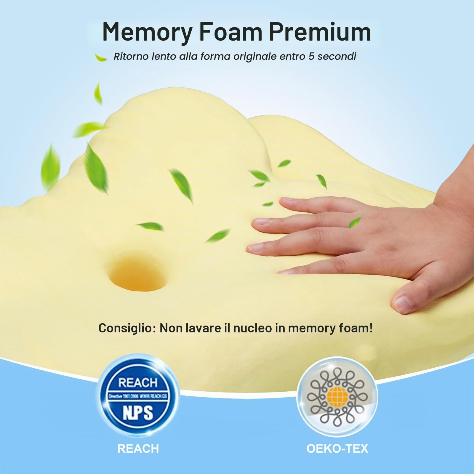 Cozary Cuscino Cervicale per Dormire, Cuscino Memory Foam, Cuscini per Cervicale Ergonomico per Dorme di Lato, Sulla Schiena e Sulla Pancia