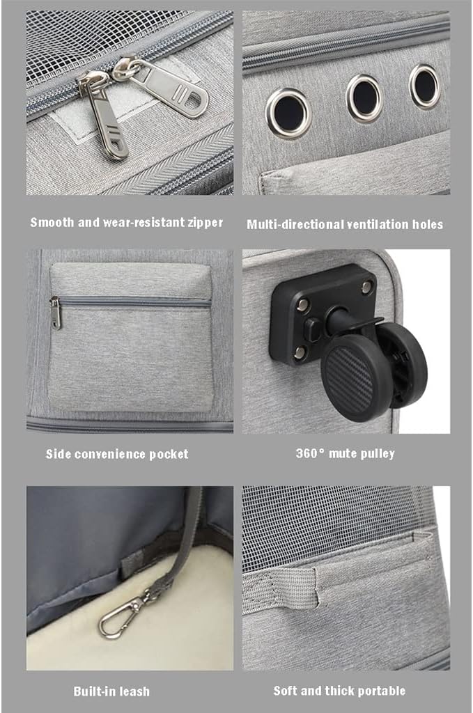 KITCISSL Double Layer Dog Pram Cat Strollers for 2 Cats, Pet Cat Dog Travel Carrier with Wheels, Cat Bag Portable Outdoor Pet Pushchair Folding Soft Sided Carriage for Puppy, Rabbits(Gray A)