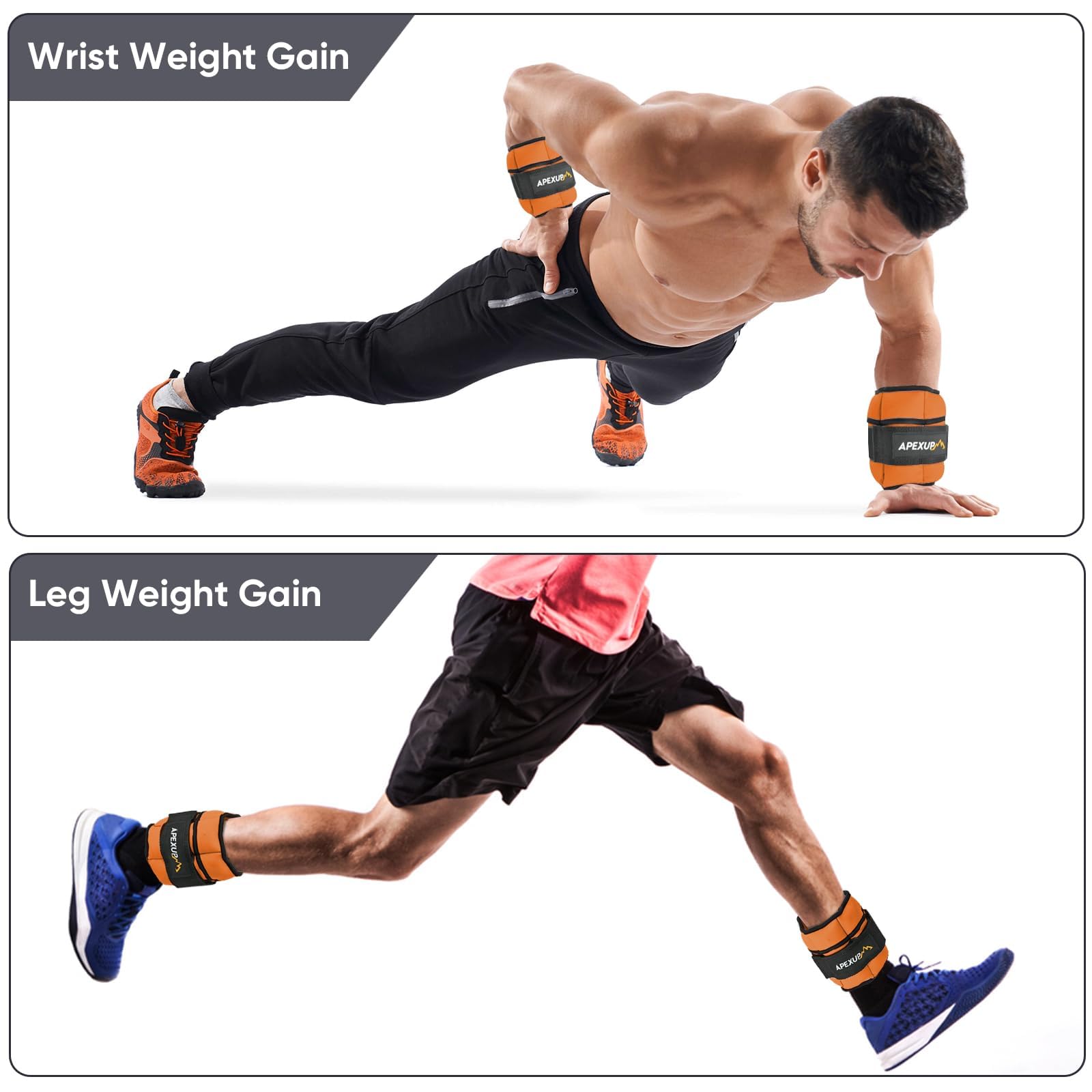 APEXUP Pesas de tobillo ajustables para hombres y mujeres, correas de peso modulares para yoga, caminar, correr, aeróbicos, gimnasio