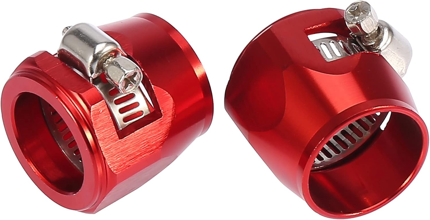 X AUTOHAUX 4pcs AN12 Hex Red Car Hose Finisher Flexible Rubber Pipe Clamp with Screw Band Adapter Fitting for Oil Fuel Water Tube