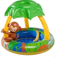 Piscina Infantil Redonda Inflável c/Cobertura, 53L Macaquinho