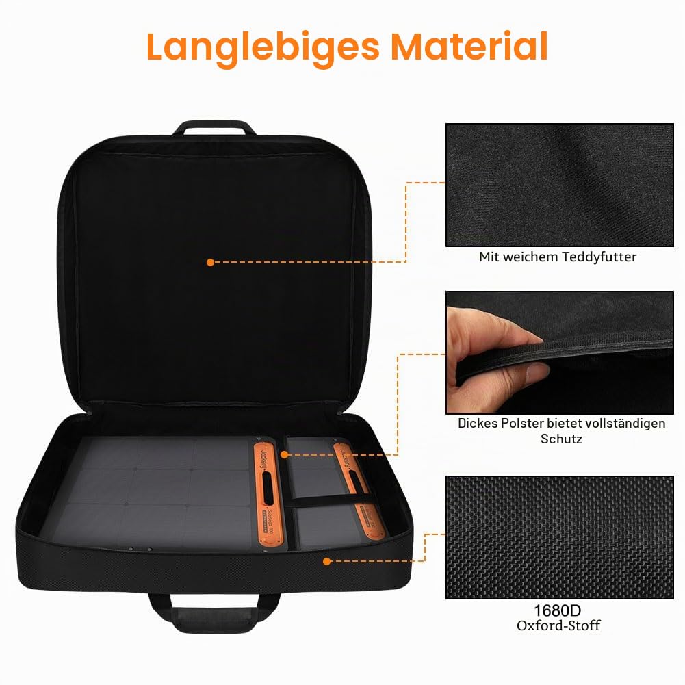 Aufbewahrungstasche für Solarpanel, Solarpanel Tasche Kompatibel mit Jackery SolarSaga 100W 100X 200W, Wasserfester Solarpanel-Rucksack für 2 Paneele, Passend für Panel bis zu 68x15x58cm