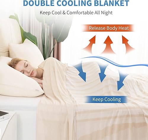 Miniatura 3 de Auemtyn Mantas refrescantes, manta fresca de tamaño Queen con efecto de enfriamiento mejorado de doble cara, japonesas Q-Max  0.45, mantas de verano