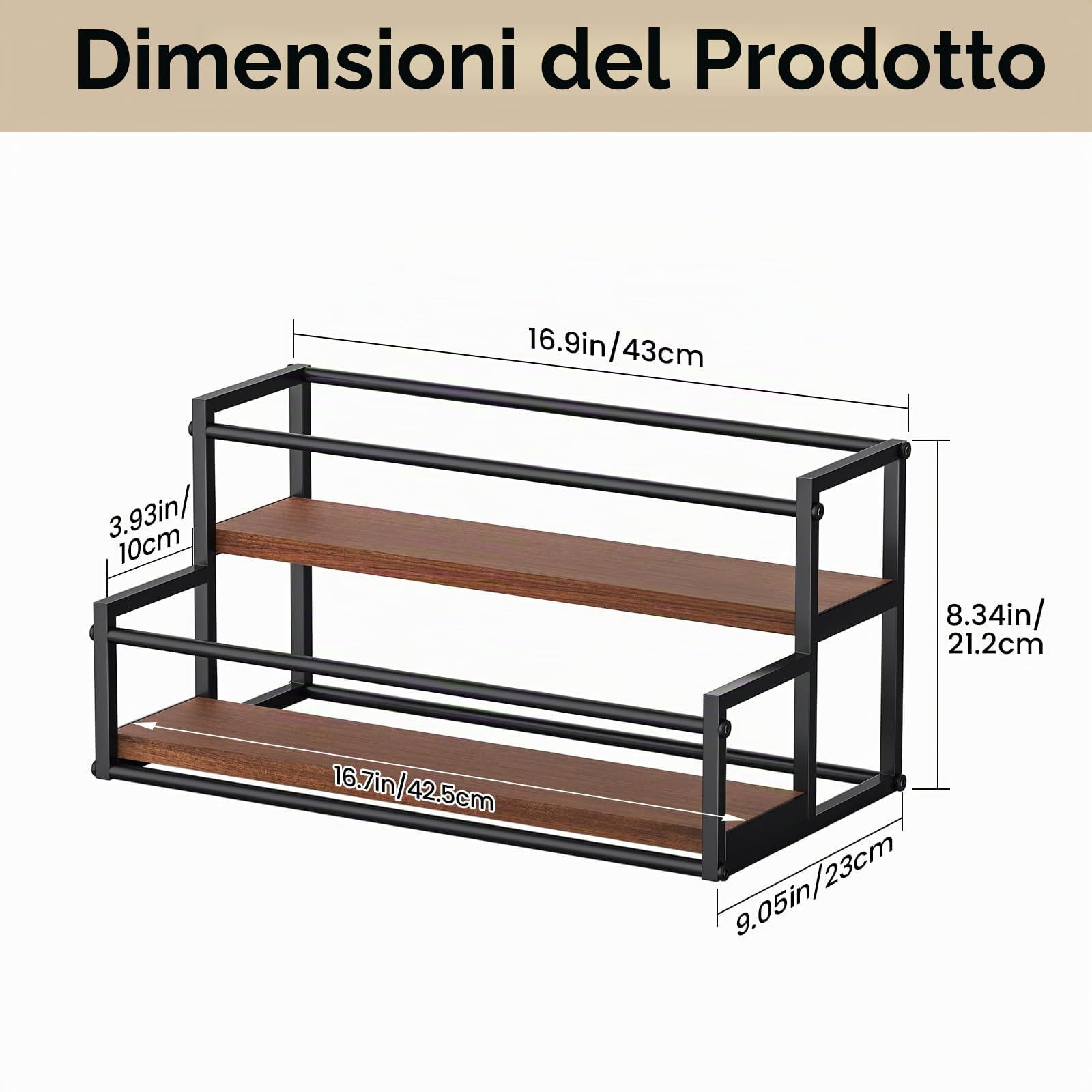 THYGIFTREE Espositore per bottiglie di liquori, scaffale a 2 ripiani con portabottiglie per whisky e liquori