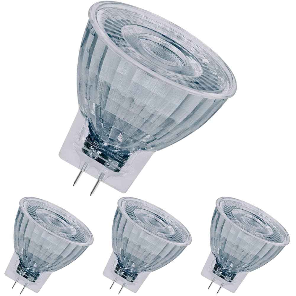 Osram Dimmbare MR11 LED Reflektorlampe mit GU4 Sockel, Warmweiss (2700K), Glas Spot, 3.2W, Ersatz für 20W-Reflektorlampe,LED SUPERSTAR MR11 12 V, Warmweiß (Packung mit 4)