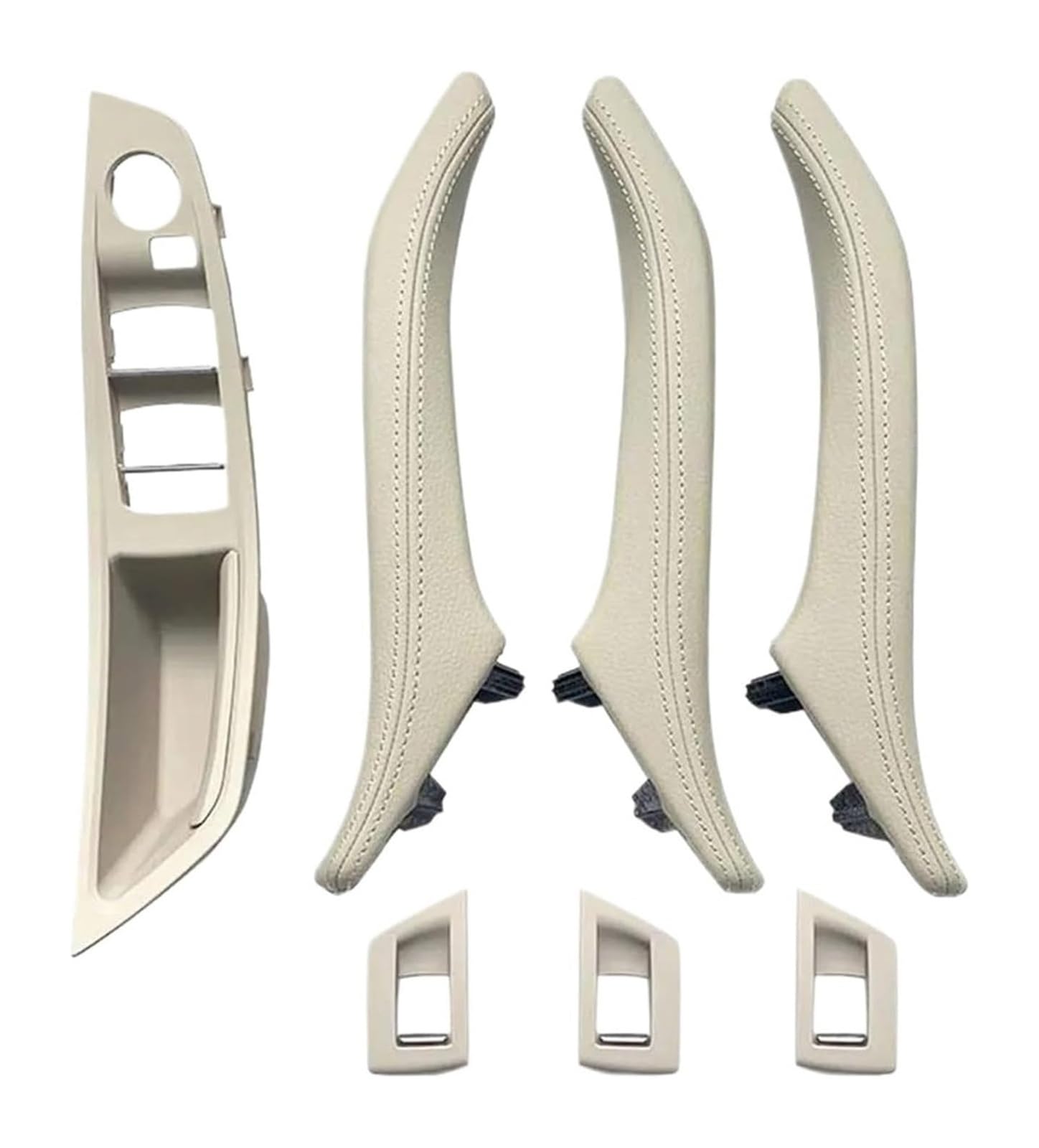 FANGZIQF Inner Door Pull Handles for 5 Series F10 F11 520 523 525 528 2010-2017 Interior Window Lift Switch Armrest Cover Door Leather Handle(Oyster,B)