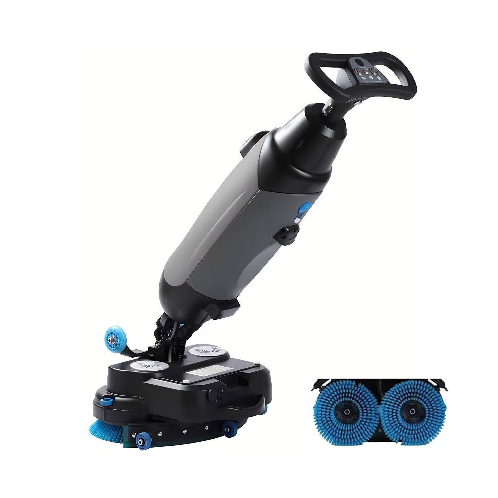 Pulidora de suelo comercial con cepillos dobles giratorios y cabezal giratorio de 360° para una limpieza eficiente de grandes superficies