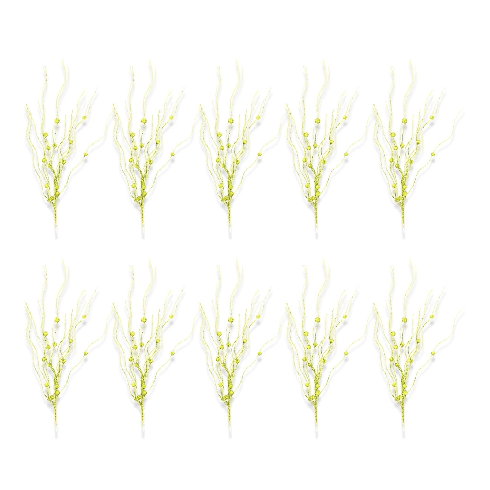THOANBY Simulated Dead Branch,Pack of 10 Realistic Artificial Flower Stems Faux Dried Branch Glittering Picks Branches for Christmas Decoration