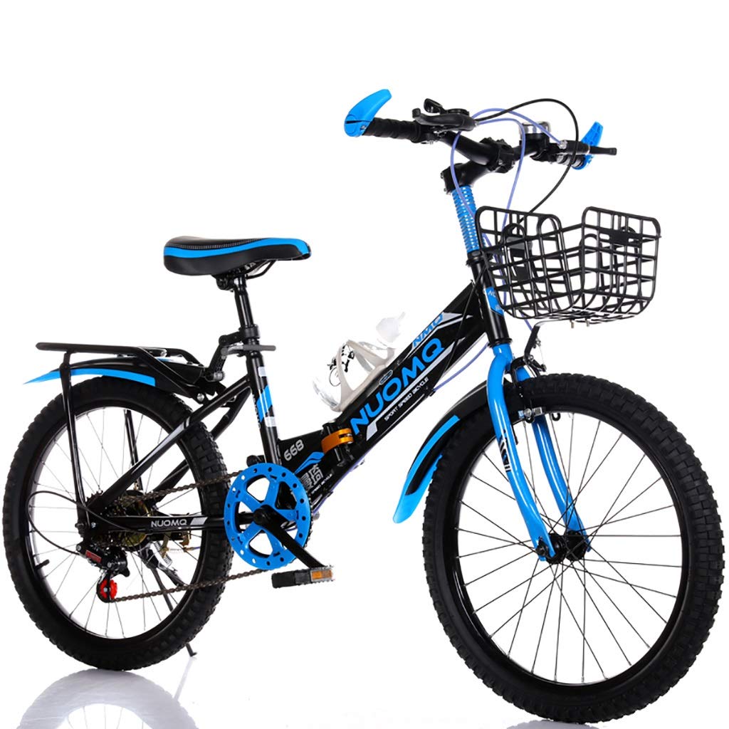 ZSH Las Bicicletas Plegables De Montaña, 18/20/22/24 Pulgadas Niños Niñas Carril Bici, 8 Velocidades, Doble Freno De Disco, Marco De Acero De Alto Carbono, Antideslizante, Azul