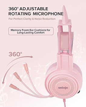 Upgraded Pink Gaming Headset for PS4, PS5, Xbox One, PC, Switch, Laptop