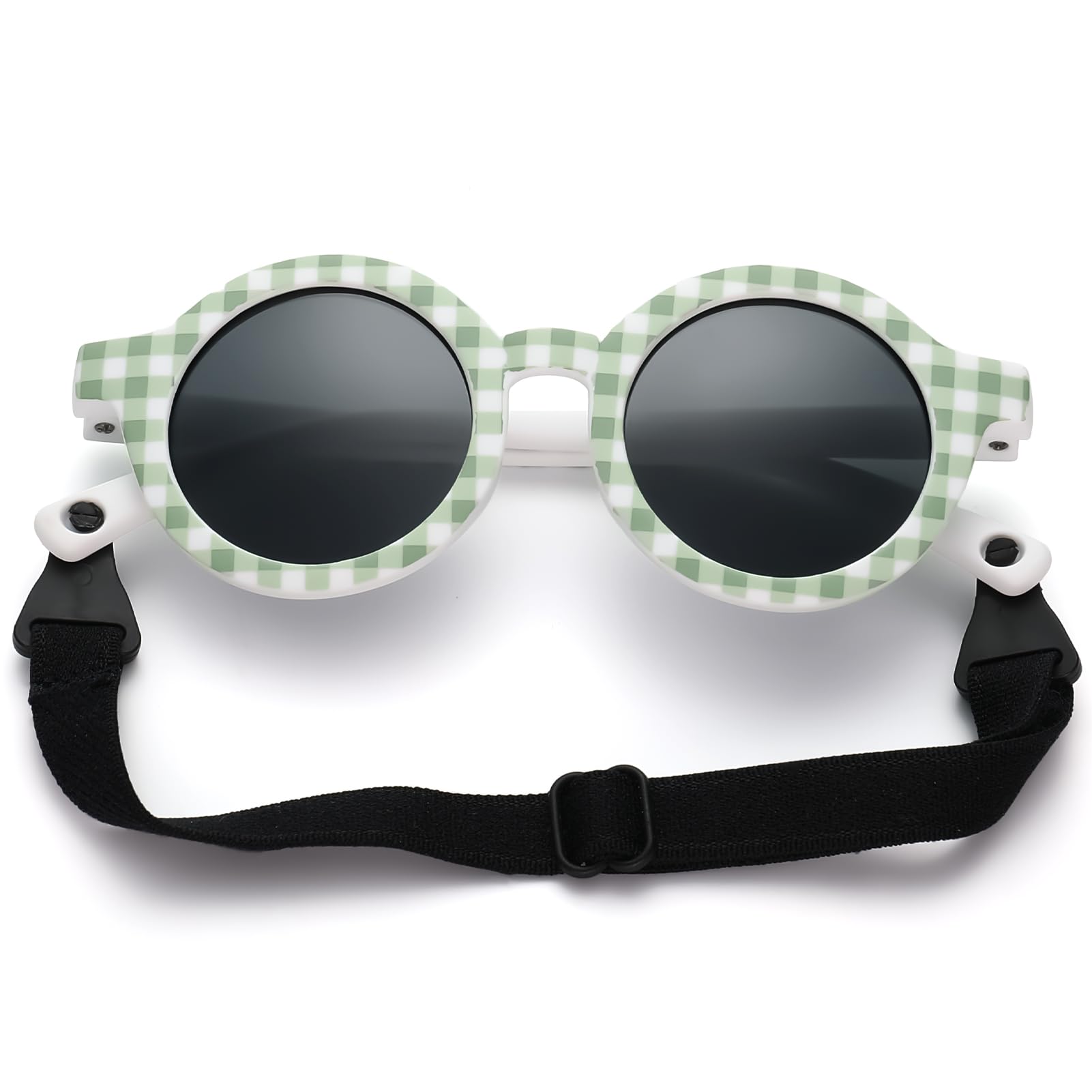 Gafas de sol redondas polarizadas para bebé, con correa de silicona flexible con bonito estampado de flores, protección UV400 para niños recién nacidos de 0 a 24 meses