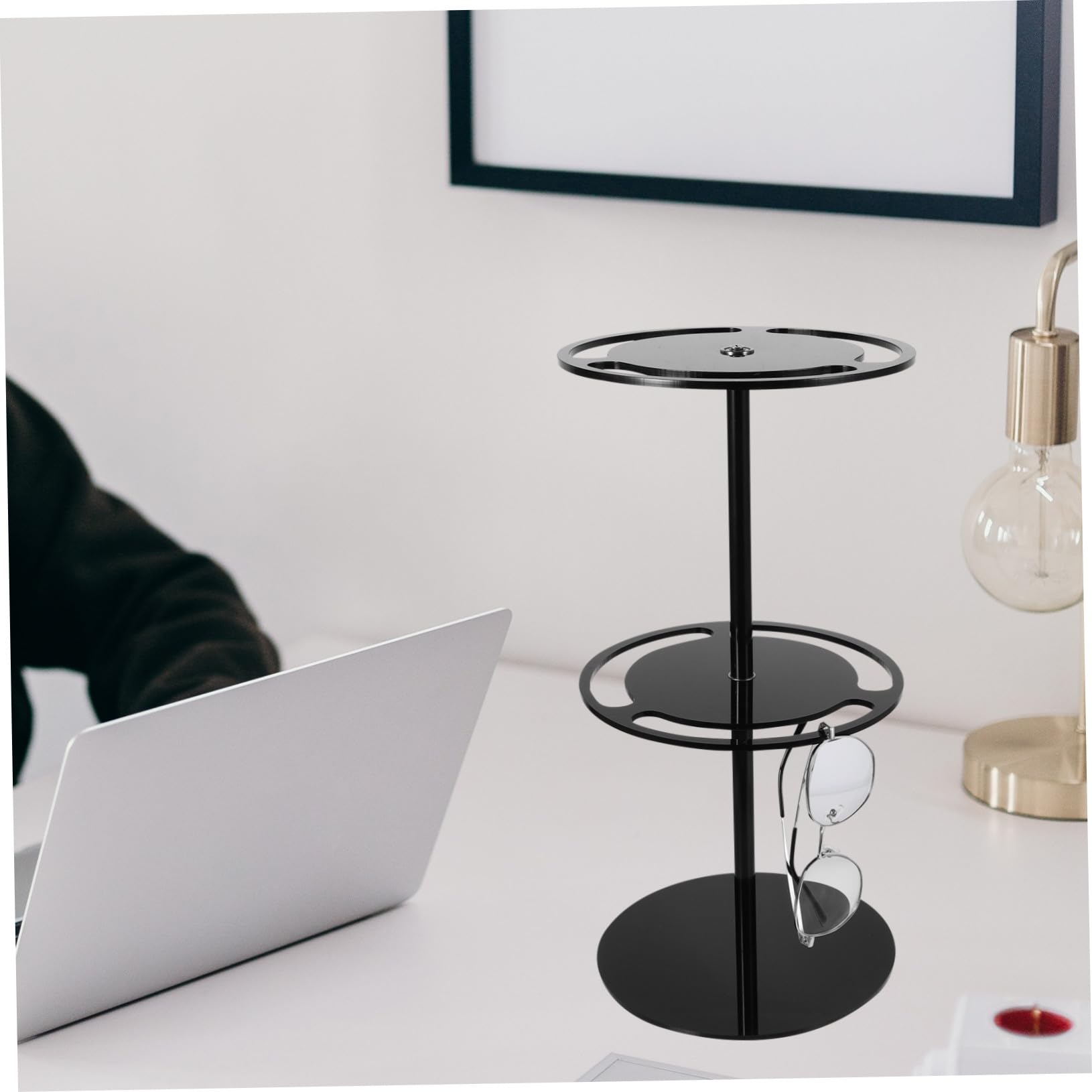 Soporte para Gafas de Sol Giratorio de Acrílico de Doble Organizador Compacto y Resistente para Exhibición y Almacenamiento Escritorio Base Estable Antideslizante