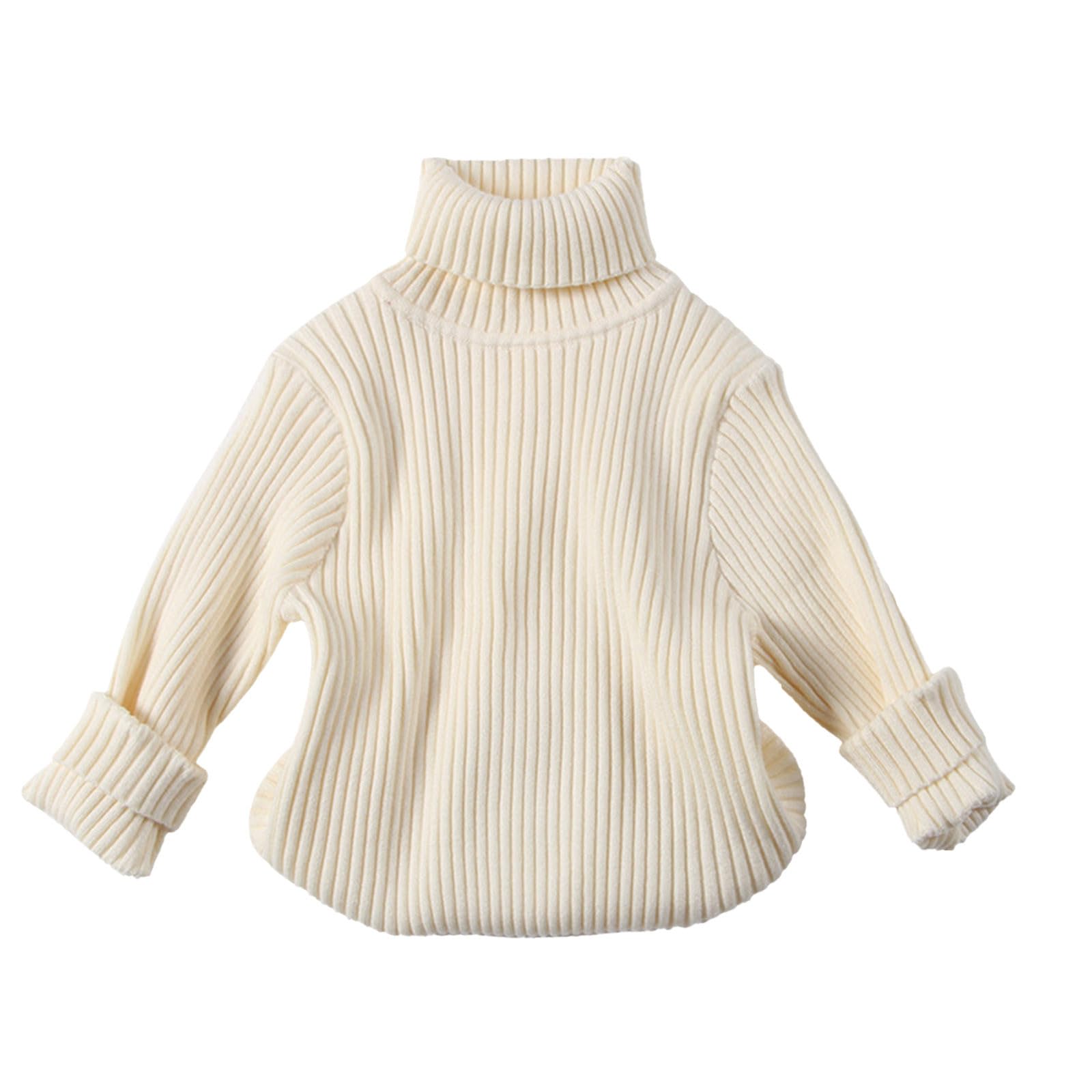 Pull col roulé fourrure pour enfants avec doublure douce thermique hiver