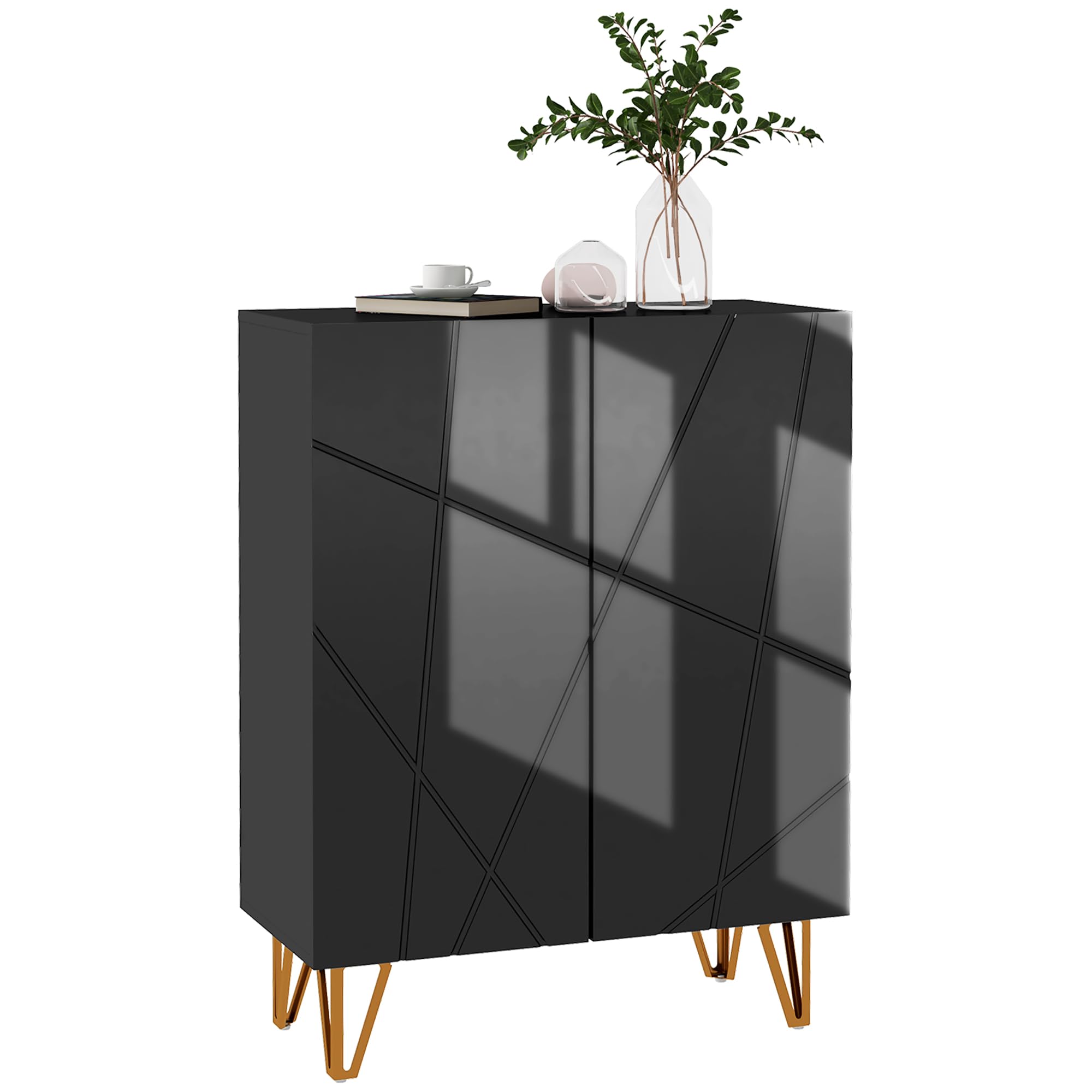 HOMCOM Mueble Zapatero Moderno Zapatero de Entrada Recibidor con Estantes Ajustables Cierre Suave para 15-20 Pares de Zapatos Zapatero Estrecho para Pasillo 72x31,5x95 cm Negro