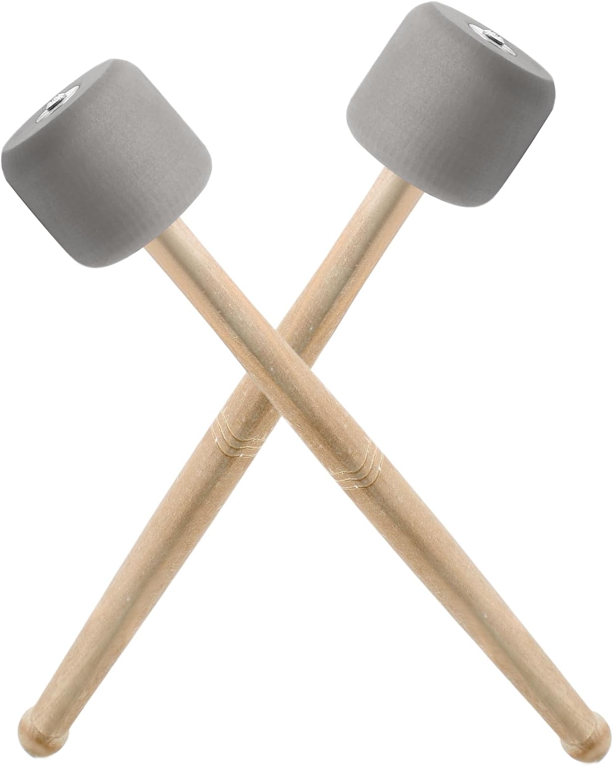 2 Pcs Bass Drum Mallets, Marching Drum Mallets Percussion Sticks Foam Tip Mallet with Wood Handle, 13 Inch Drum Mallets Soft Felt Timpani Mallets (Grey)
