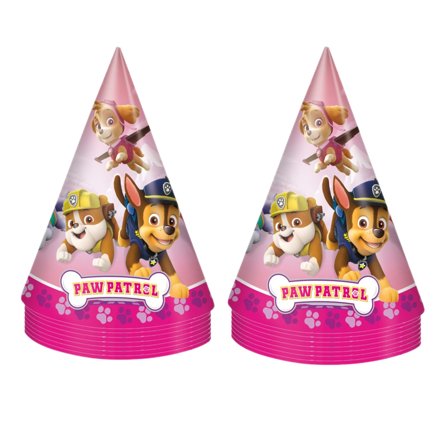 Unique Paw Patrol Girl Party Hats 16 Party Hats with Celebrate With Me Sticker | Kids Birthday Party Supplies