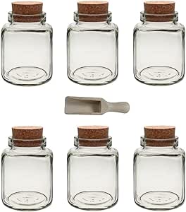 Rangement Cuisine épices Viva Haushaltswaren - Lot De 20 Bocaux Verre 200ml Avec Bouchons Liège - Inclus Pelle Bois 7,5cm Lot Pots Conserves Maison