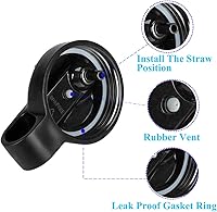 Vista 2 de Hydro Flask - Tapa de popote compatible con botellas de agua de boca ancha de 12, 32, 40, 64 onzas, diseño de cubierta antipolvo