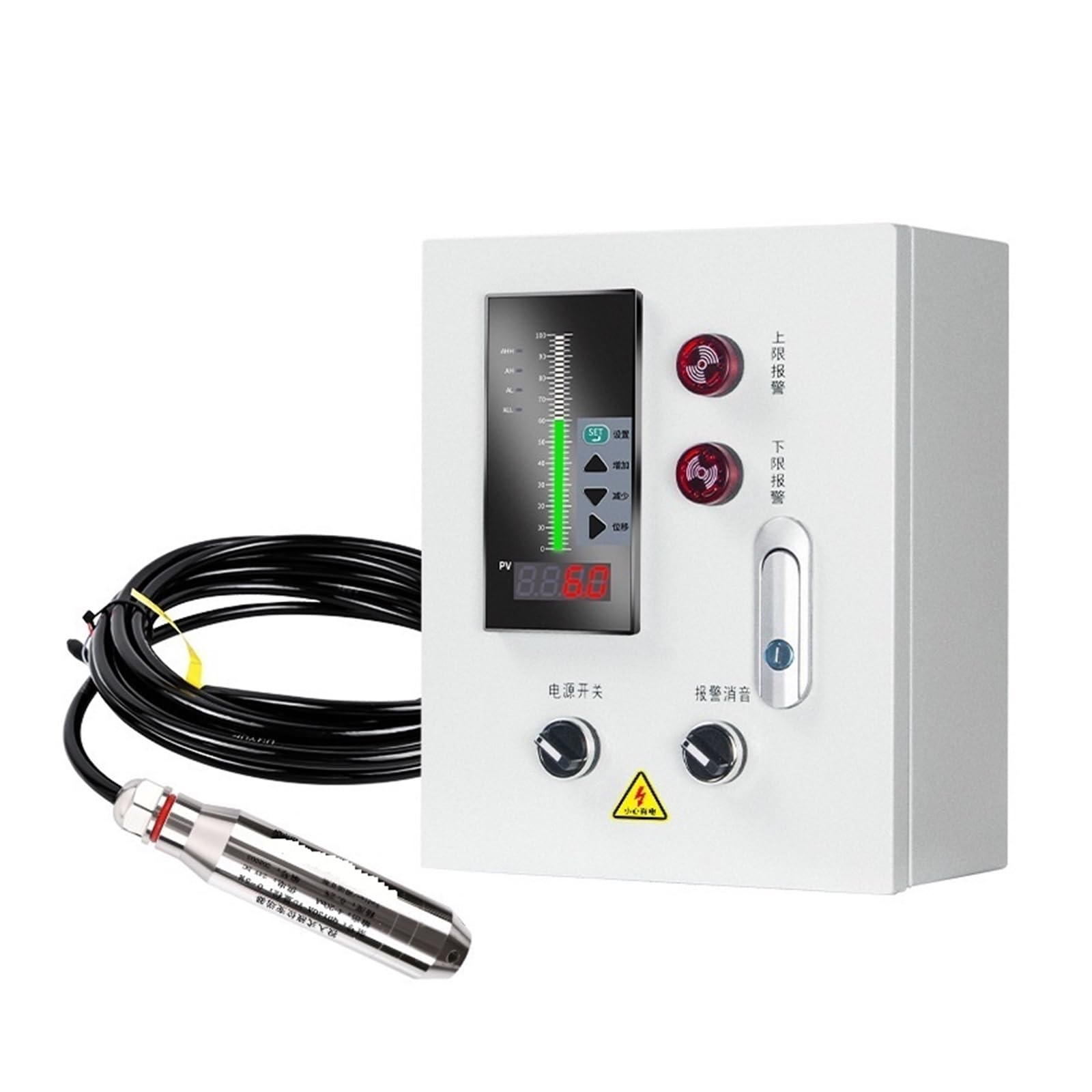 Contrôleur de Niveau d'eau de Liquide, réservoir d'eau d'incendie, Affichage d'alarme de Piscine, transmetteur, capteur de Niveau de Liquide(Three Way Control Box+Sensor)
