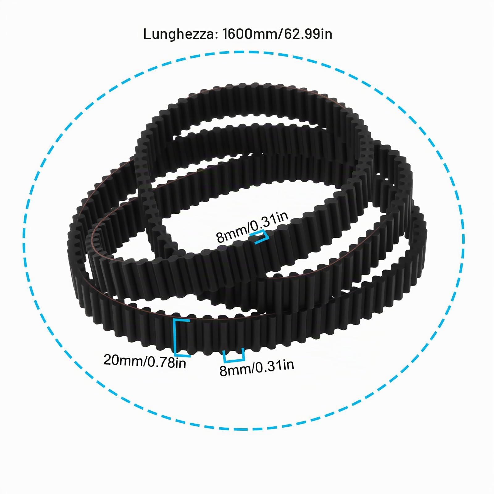 EMSea Cinghia Di Distribuzione Per Tosaerba 1600x20x8mm 135065600 Compatibile Con CASTELGARDEN TC102 TCP102