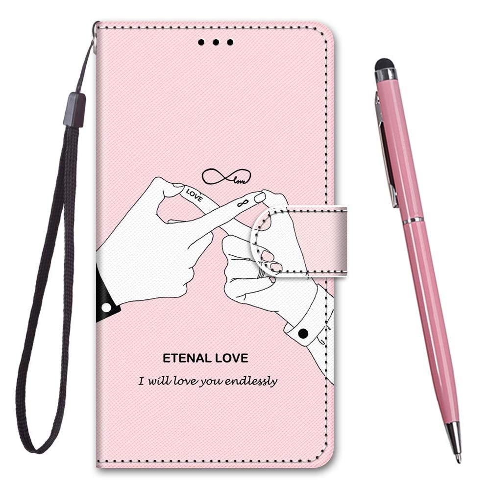 Cover per iPhone 11 Pro Max,Flip Caso Custodia [Creativo Dipinto] PU Pelle Portafoglio Unico Sottile Funzione TPU Flip Cover a Libro per iPhone 11 Pro Max (6,5 Pollice),Dito Bianco