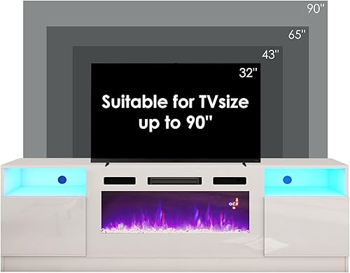 Miniatura 68 de Amerlife Soporte de TV con chimenea eléctrica de 36 pulgadas, centro de entretenimiento con luz LED, soporte de entretenimiento con textura de Negro