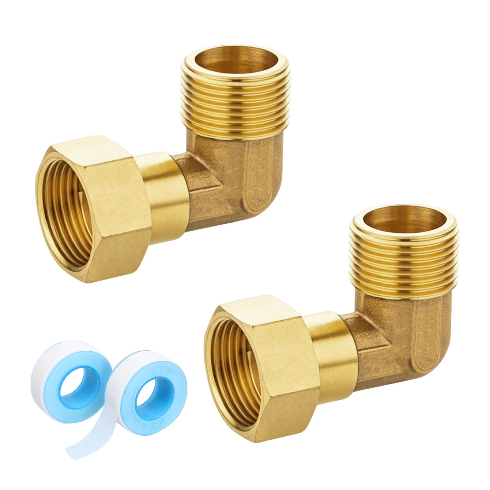 2 sztuki 3/4 cala mosiądz ruchome złącze śrubowe 3/4" AG X IG | Połączenie śrubowe kątowe 90°, DN20 90 stopni złącze śrubowe kątowe do instalacji wodnych i systemów centralnego ogrzewania