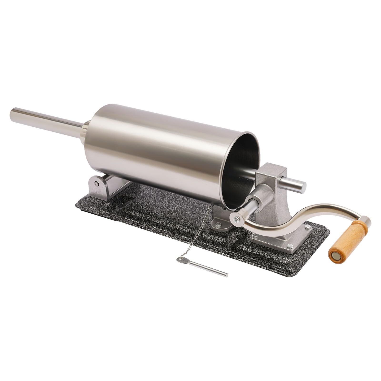 4 l manuale per salsicce, macchina per salsicce da cucina orizzontale in acciaio inox con 4 tubi in acciaio inox e 4 tubi di plastica, siringa per salsicce argento per fatti in casa