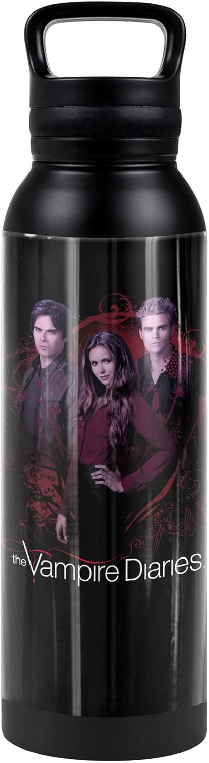 Vampire Diaries OFFICIAL Company Of Three 24 oz Insulated Canteen Water Bottle, Leak Resistant, Vacuum Insulated Stainless Steel with Loop Cap