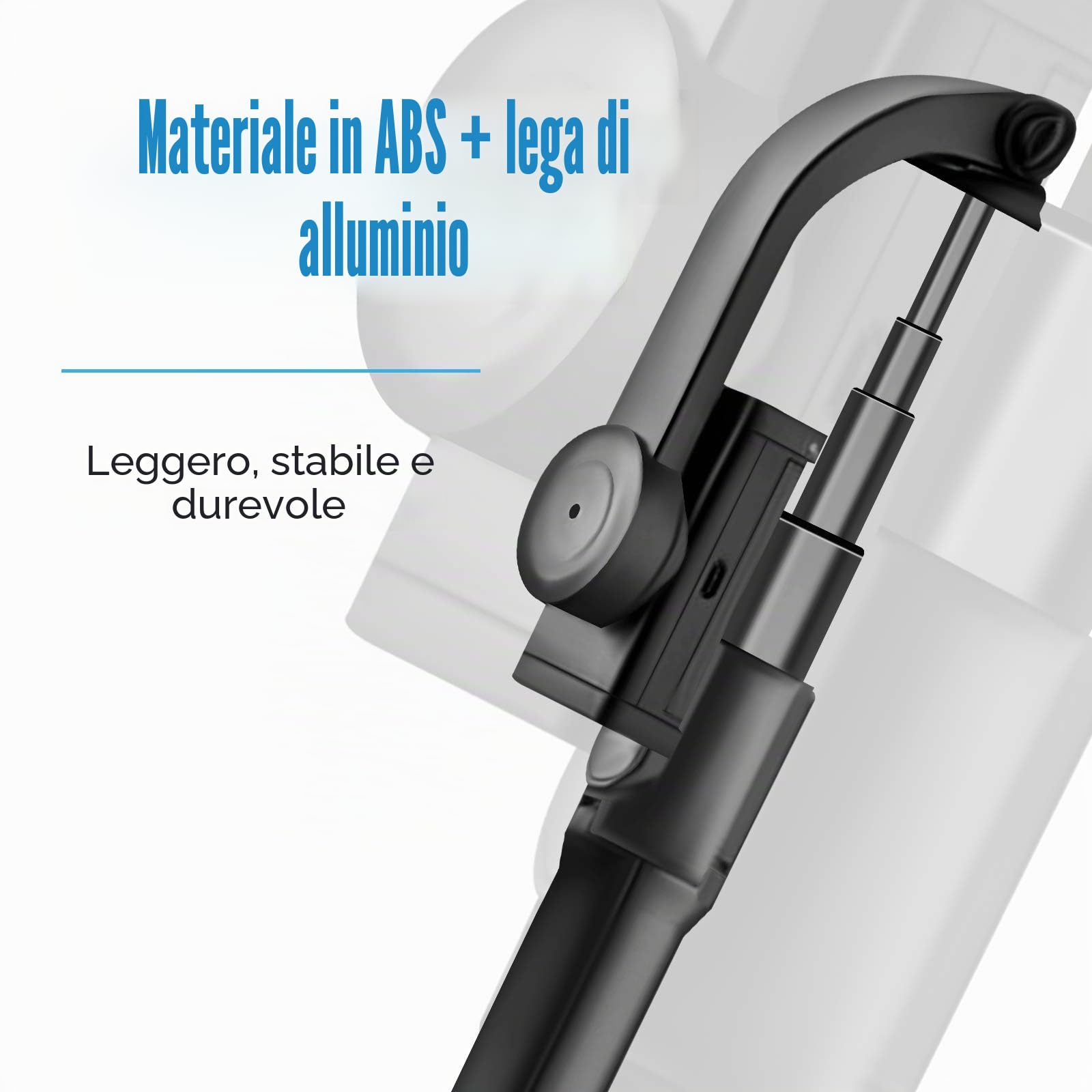 Gimbal Stabilizzatore per Smartphone a 1 Asse Telefono Portatile con Telecomando Bluetooth 3-in-1 per Vlogging, Youtube, Video in Diretta, TikTok, Compatibile con iPhone/Android (HH5)