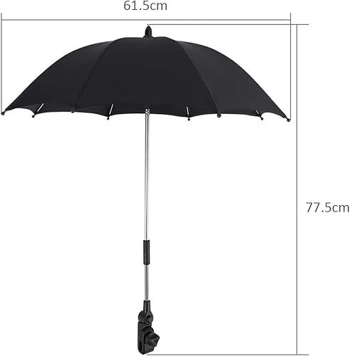 Miniatura 5 de Paraguas ajustable, paraguas para cochecito de bebé, se adapta a la mayoría de cochecitos, se puede ajustar simplemente doblándolo en su posición