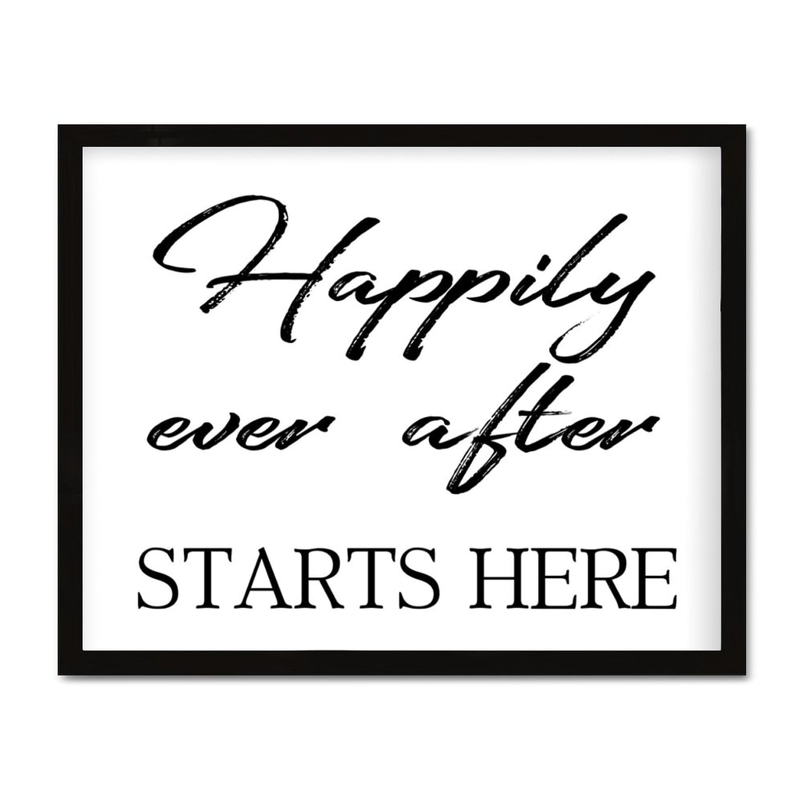 Panneau mural encadré en bois peint personnalisé Happily Ever After 40x50 cm