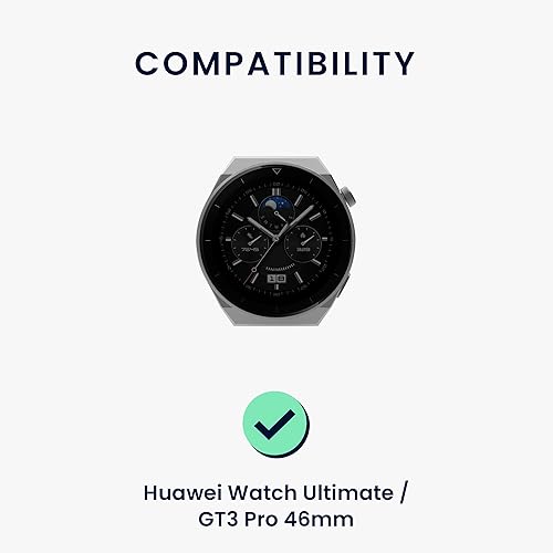 Miniatura 6 de kwmobile Correa compatible con Huawei Watch Ultimate  GT3 Pro de 1.811 in - Correa de reloj de silicona de repuesto - Negro