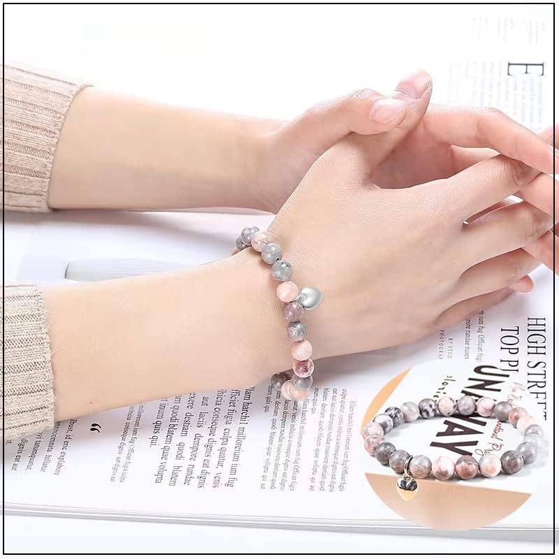 Miniatura 2 de LIU JUN Get Well Soon Gifts -Natural Stone Healing Relaxation Bracelets,8mm Anti-Anxiety Crystal Stone Yoga Beads, Stress Relief Stretch Bracelets
